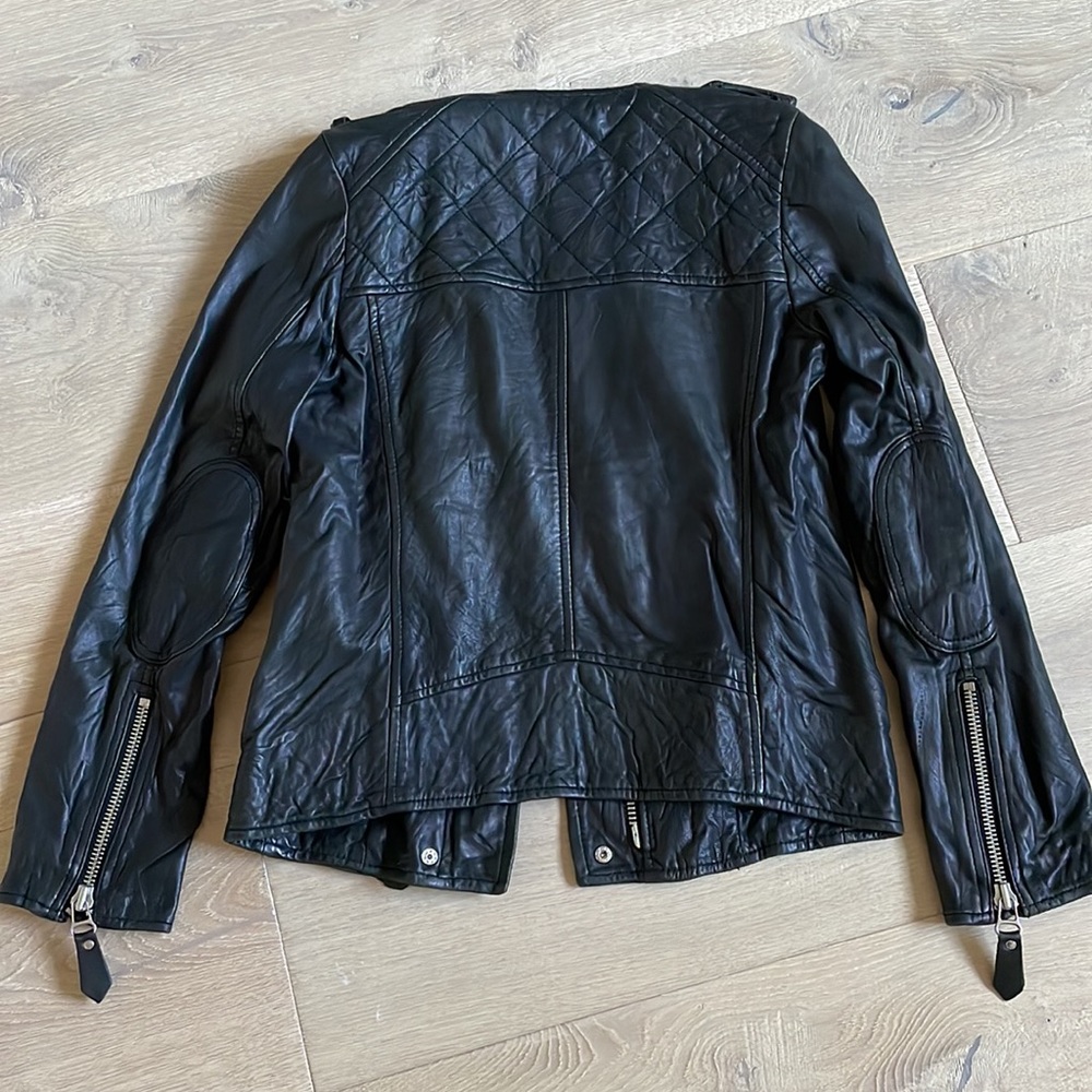 Isabel Marant Étoile Kady Quilted Washed Lamb Leather Jacket in Black. Size 36. - Picture 7 of 9